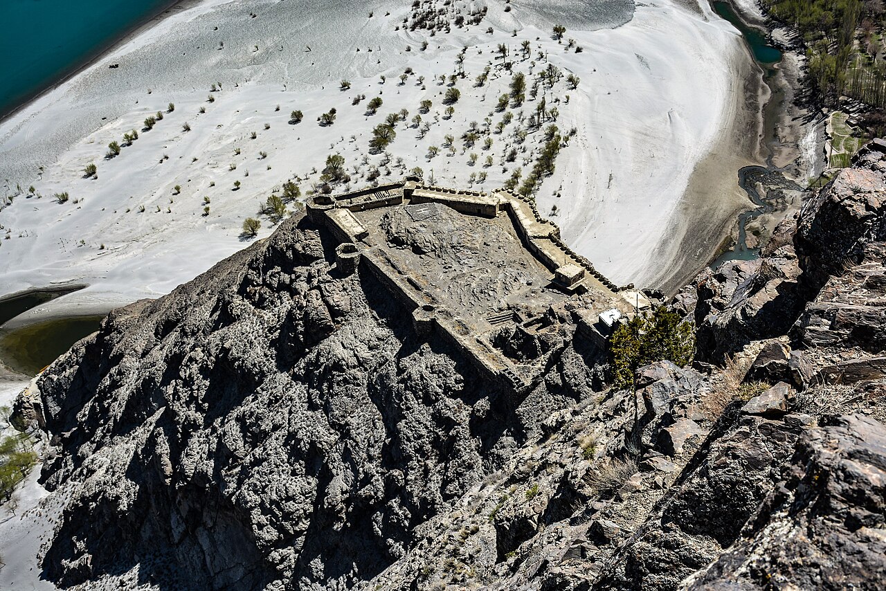 Kharpocho Fort viewed from the mountain above Skardu, April 2018.