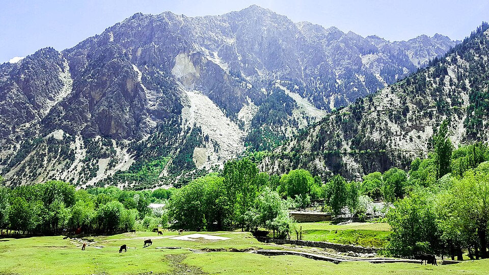 Fields beneath the mountains of Bumburet Valley